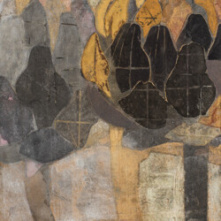 4F(333×242mm)、麻紙・岩絵具・洋箔・黒箔