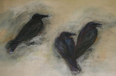 560 × 860 mm
楮紙(加納武製作)、膠、木炭、墨、胡粉、水干絵具、岩絵具