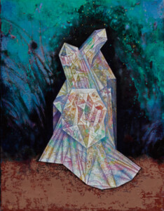 自製キャンバスに樹脂テンペラ・油彩、409 × 318 mm