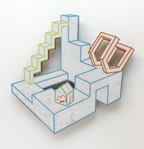 shaped objects 2021-5 384×395㎜、共芯シナ合板,麻布,膠,顔料