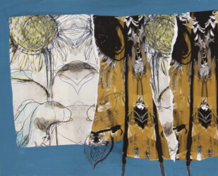 コピー用紙、水彩紙、アクリルガッシュ、鉛筆、ペン、325×401mm、