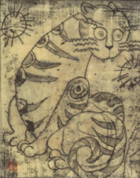 雲肌麻紙、蜜臘、墨、膠、180×140mm、