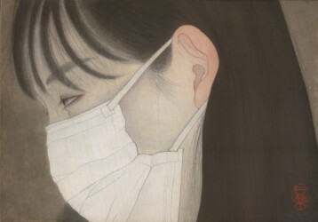 絹、天然顔料、墨、染料、膠、パネル、159×228mm、sold out