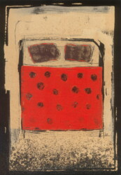 雲肌麻紙、岩絵の具、顔料、金属箔、膠、272×189mm、