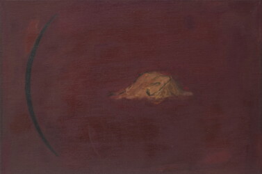 麻布に油彩、273×411mm、