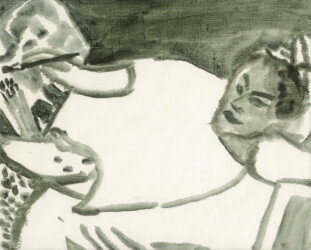 油彩、キャンバス、220×275mm、