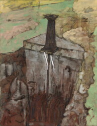 雲母麻紙、鉛筆、木炭、岩絵の具、411×320mm、