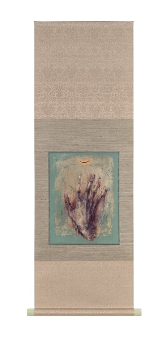森田舞「無題」
画寸:350×264mm、全寸:1136×434mm、素材: 絹、岩絵具、水干絵具