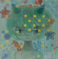 森かな子「海に行った日 」アクリル絵具、油絵具 、300×300×19.5mm 、¥19,800 森かな子「海に行った日 」アクリル絵具、油絵具 、300×300×19.5mm、¥19,800
