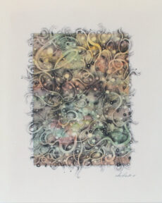 上野彰子「やわらかな糸2」、和紙に水彩、インク、207×167mm、額付¥22,000