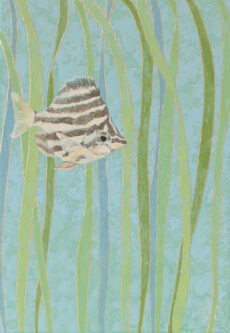 小野 愛絵「縞々」雲肌麻紙、岩絵具、水干絵具、パール粉、色鉛筆、227×158×17mm、¥16,500 小野 愛絵「縞々」雲肌麻紙、岩絵具、水干絵具、パール粉、色鉛筆、227×158×17mm、¥16,500