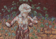 荊希文「葉月」岩絵具、銀箔、雲肌麻紙、227×158mm、¥22,000