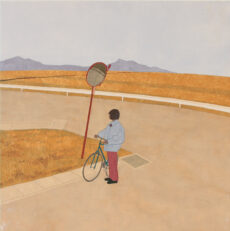 安積明里「冬の散歩道Ⅱ」、高知麻紙、岩絵具、水干絵具、300×300×20mm、¥49,500 安積明里「冬の散歩道Ⅱ」、高知麻紙、岩絵具、水干絵具、300×300×20mm、¥49,500