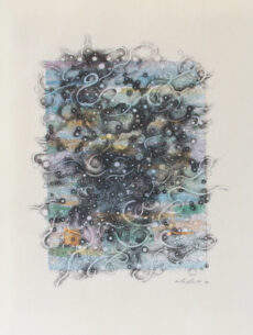 上野彰子「やわらかな糸１」、和紙に水彩、インク、205×157mm、 額付¥22,000