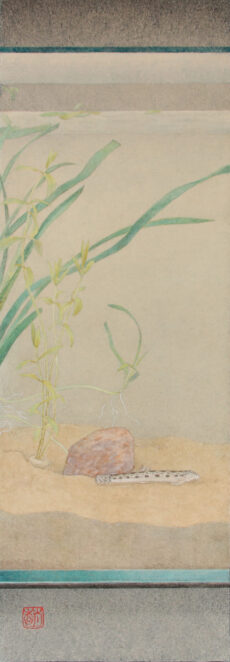 川原 萌「共生」和紙、岩絵具、454×158×20mm、¥66,000 川原 萌「共生」和紙、岩絵具、454×158×20mm、¥66,000