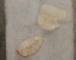 レイ リンセイ「とどまる」2026、キャンバス、胡粉、油絵具、242×333×15mm、¥33,000(税込)