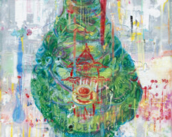 河野志保「bottle ship」2026、板キャンバス、
油絵、蜜蝋、メデュウム転写、158×227×20mm、SOLD OUT