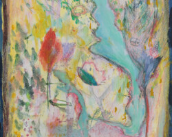 趙燁鑫「spring memories 」2025、紙、油彩、テンペラ、鉛筆、クレヨン、408×308mm、¥66,000(税込)