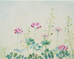 柳田佳子「春が来た」2026、パネル、和紙、岩絵具、158×227×20mm、SOLD OUT