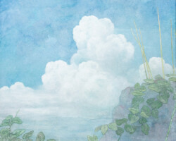 田村真優帆「気配Ⅱ」2026、雲肌麻紙、岩絵具、水干絵具、380×455×20mm、額付き、¥66,000(税込)