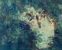 彭楚月「月の川で遊ぶ」2023、高知麻紙、岩絵具、227×227×30mm、¥44,000(税込)