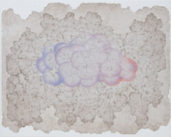 中條聡「遠い雲」2026、紙、アクリル絵具、蜜蝋、糊、220×273×20mm、¥38,500(税込)