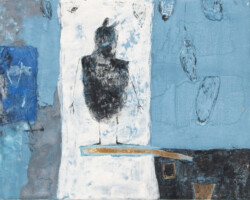 顧 哲君「カラスのダイビング台」2026、高知麻紙、岩絵具、金箔、273×220×15mm、¥19,800(税込)