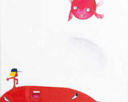 オイゴヒデオ「隣のプーちゃん」油絵、530×455×50mm、額付き、¥55,000(税込)