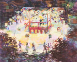 彭楚月「太陽のように踊っている」2023、高知麻紙、岩絵具、227×227×30mm、¥44,000(税込)